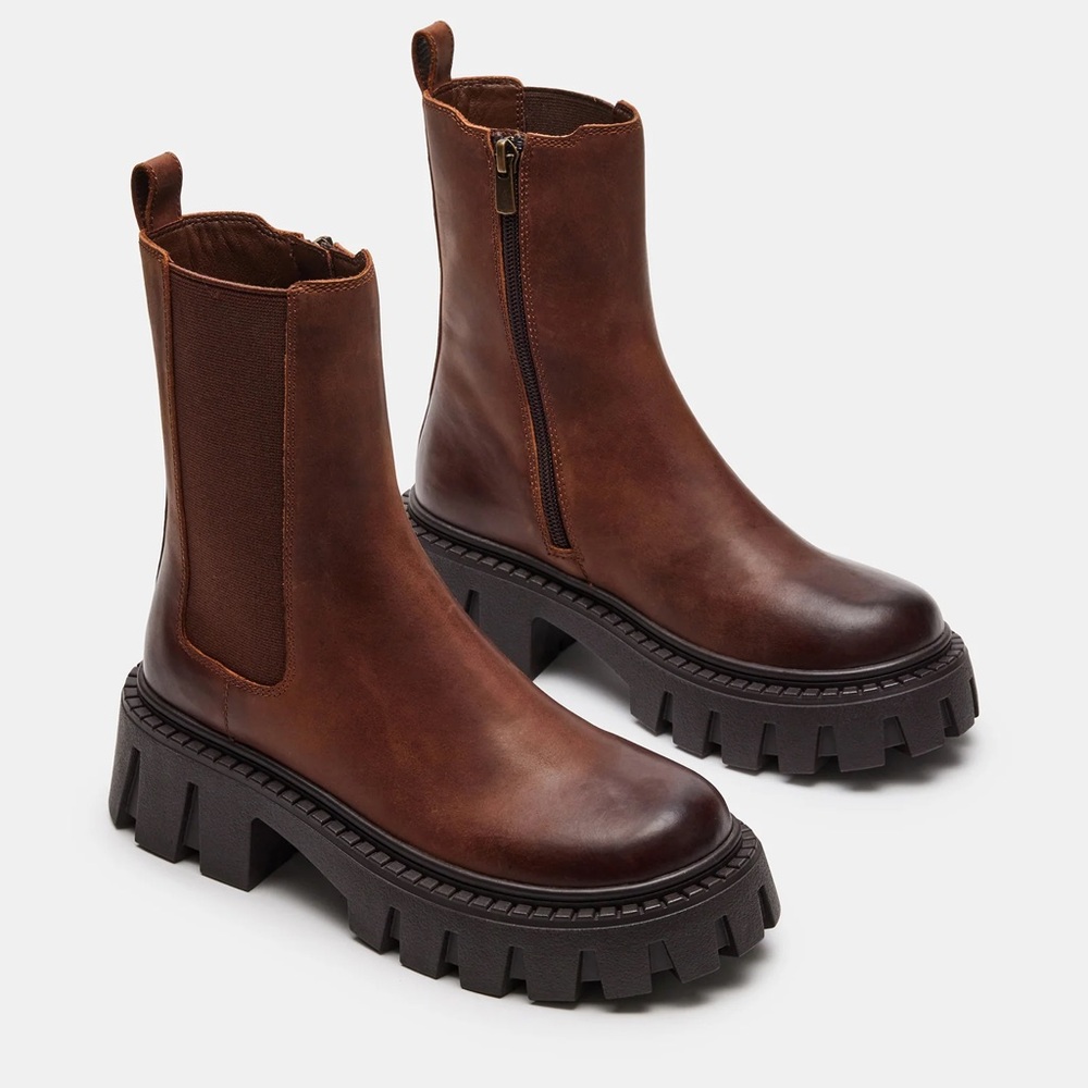 Steve Madden Brown Chunky Chelsea Boots - Picture 4 of 9